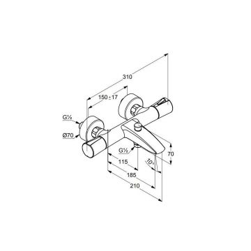 Смеситель для ванны Kludi (Клуди) Zenta 351010538 с термостатом, хром