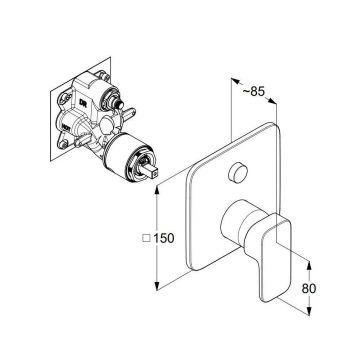 Смеситель для раковины Kludi (Клуди) Renon 427593975 скрытого монтажа, черный матовый