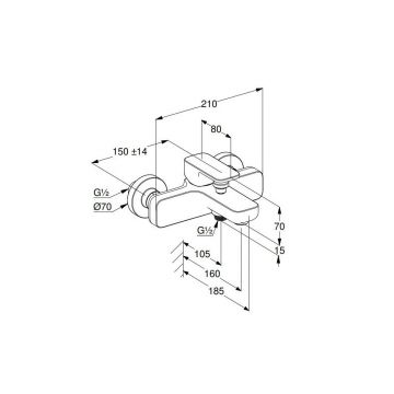 Смеситель для ванны Kludi (Клуди) Renon 426913975, черный матовый
