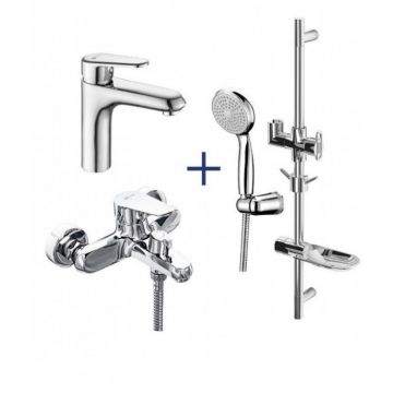 Комплект для ванной комнаты 3 в 1 Lemark (Лемарк) Point LM0380C (для ванны + для умывальника + душ. гарнитур), хром
