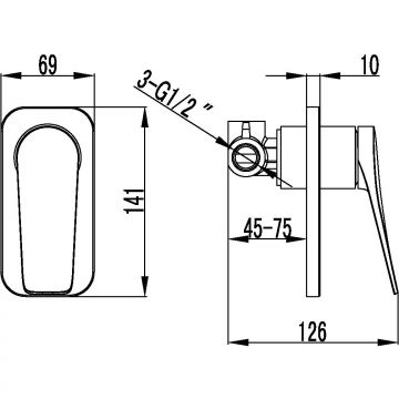 Смеситель Lemark (Лемарк) Bronx LM3723BL для душа встраиваемый, без аксессуаров, черный