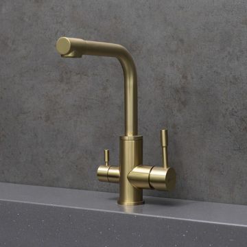 Смеситель Lemark Expert LM5061LGN для кухни с подключением к фильтру питьевой воды, светлое золото