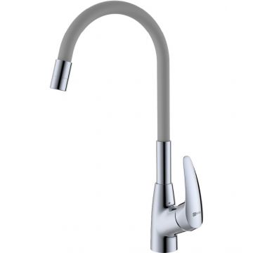 Смеситель Lemark (Лемарк) Linara LM0415C-Gray для кухни, с гибким изливом, хром/серый