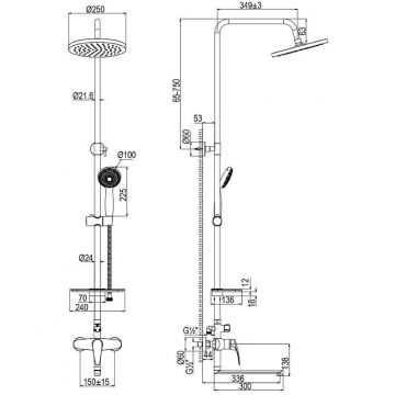 Смеситель Lemark (Лемарк) Linara LM0462CF для ванны и душа с верхней душевой лейкой Тропический дождь, хром