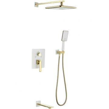 Смеситель Lemark (Лемарк) Mista LM6422WG для ванны и душа встраиваемый, белый/золото