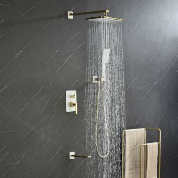 Смеситель Lemark (Лемарк) Mista LM6422WG для ванны и душа встраиваемый, белый/золото