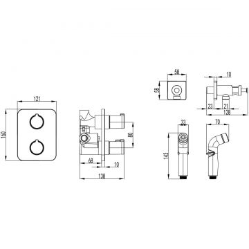 Термостат Lemark (Лемарк) Yeti LM7820C с гигиеническим душем, встраиваемый, хром