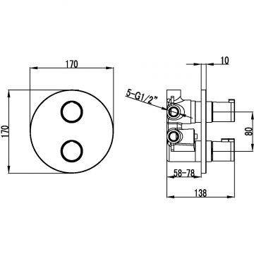 Термостат Lemark (Лемарк) Yeti LM7828C для ванны и душа встраиваемый, хром