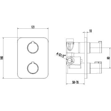Термостат Lemark (Лемарк) Yeti LM7847C для ванны и душа встраиваемый, хром