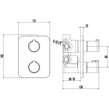 Термостат Lemark (Лемарк) Yeti LM7848C для ванны и душа встраиваемый, хром