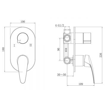 Смеситель Lemark (Лемарк) Linara для ванны и душа встраиваемый (LM0427C) хром