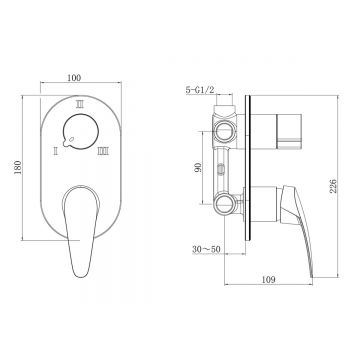 Смеситель Lemark (Лемарк) Linara для ванны и душа встраиваемый (LM0428C) хром