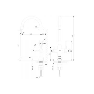 Смеситель Lemark (Лемарк) Expert для кухни c гибким изливом, с подключением к фильтру с питьевой водой (LM5083LGN-Black) черный,золото