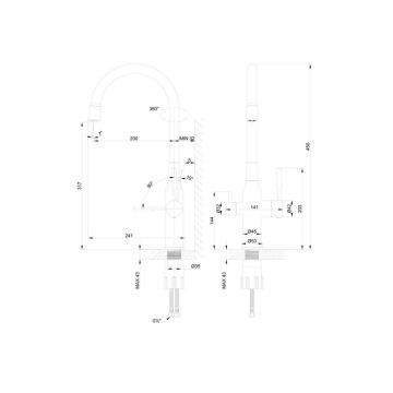 Смеситель Lemark (Лемарк) Expert для кухни c гибким изливом, с подключением к фильтру с питьевой водой (LM5083GMN-Black) графит