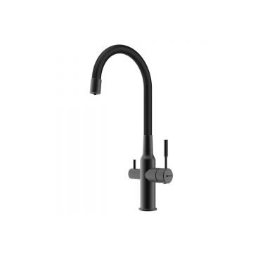Смеситель Lemark (Лемарк) Expert для кухни c гибким изливом, с подключением к фильтру с питьевой водой (LM5083BL-Black) черный