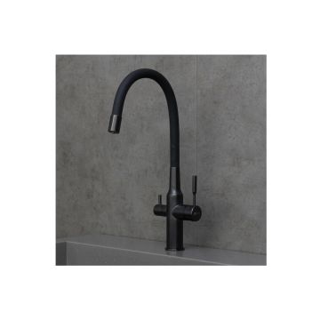 Смеситель Lemark (Лемарк) Expert для кухни c гибким изливом, с подключением к фильтру с питьевой водой (LM5083BL-Black) черный