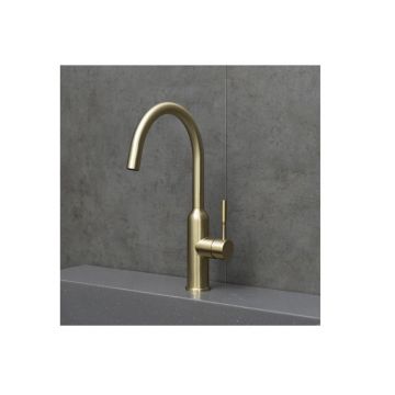 Смеситель Lemark (Лемарк) Expert для кухни с поворотным изливом (LM5079LGN) золото