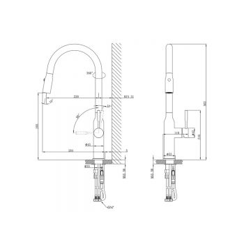 Смеситель Lemark (Лемарк) Expert для кухни с вытягивающимся поворотным изливом (LM5086S) сатин