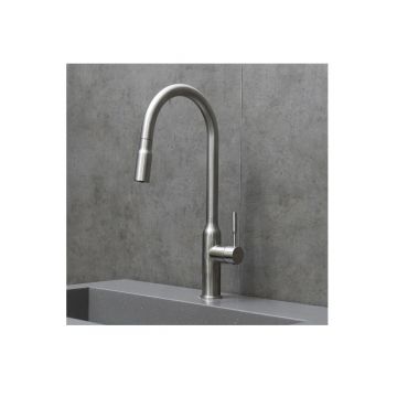 Смеситель Lemark (Лемарк) Expert для кухни с вытягивающимся поворотным изливом (LM5086S) сатин