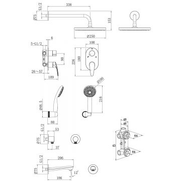 Смеситель Lemark (Лемарк) Linara для ванны и душа, встраиваемый (LM0422C) хром