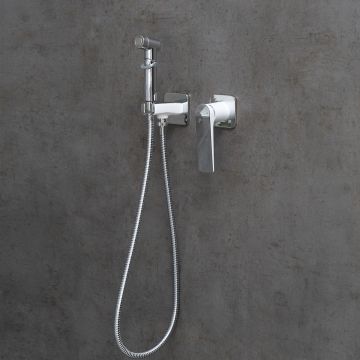 Смеситель Lemark Allegro с гигиеническим душем, встраиваемый (LM5920CW) белый,хром