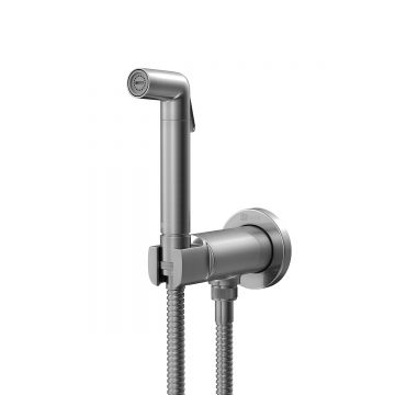 Смеситель Lemark (Лемарк) Solo с гигиеническим душем, встраиваемый (LM7171GM) графит