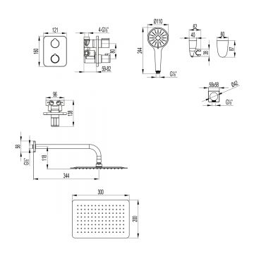 Смеситель Lemark (Лемарк) Bronx для ванны и душа термостатический встраиваемый (LM3749BL) черный