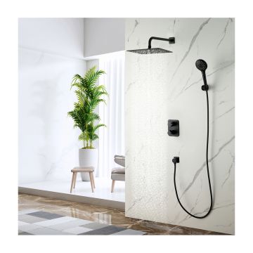 Смеситель Lemark (Лемарк) Bronx для ванны и душа термостатический встраиваемый (LM3749BL) черный