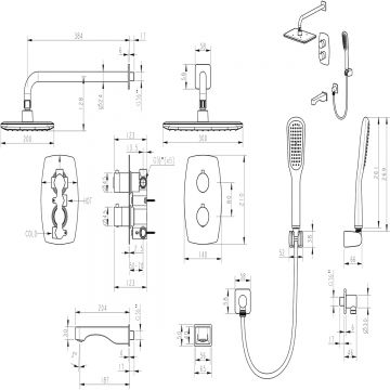 Смеситель Lemark (Лемарк) Ursus для ванны и душа термостатический встраиваемый (LM7242BL) черный