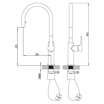 Смеситель для кухонных моек Ravak (Равак) KM 017.00 X070078 с выдвижным распылителем, хром