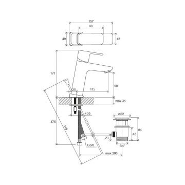 Смеситель для раковин Ravak (Равак) 10° Free TD F 013.00 X070128 с аэратором,с изливом хром
