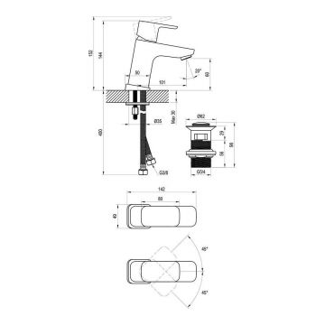Смеситель для раковин Ravak (Равак) 10° Free Black TD F 011.20 X070147 с аэратором,с изливом хром