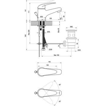 Смеситель для раковин Ravak (Равак) Suzan SN 011.00 X070001 с донным клапаном, хром