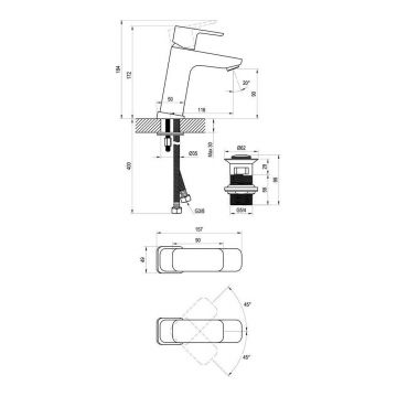 Смеситель для раковин Ravak (Равак) 10° Free Black TD F 013.20 X070149 с донным клапаном, черный матовый