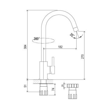 Смеситель для кухонных моек Ravak (Равак) Suzan KM 016.00 X070039, хром