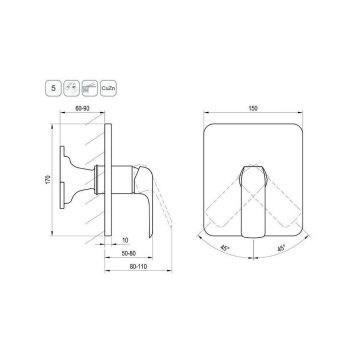 Смеситель для ванн Ravak (Равак) Flat FL 066.20 X070180 скрытого монтажа без переключателя, черный матовый