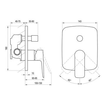 Смеситель для ванн Ravak (Равак) Classic CL 065.00 X070088 скрытого монтажа с переключателем, хром