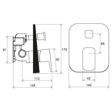 Смеситель для ванн Ravak (Равак) 10° Free TD F 065.00 X070136 скрытого монтажа с переключателем, хром