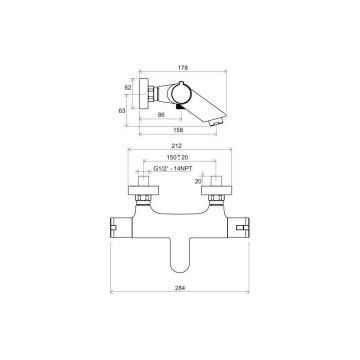 Смеситель для ванн Ravak (Равак) Termo TE 022.00/150 X070047 с термостатом, хром