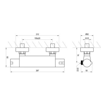 Смеситель для душа Ravak (Равак) Termo TE 072.00/150 X070051 с термостатом, хром