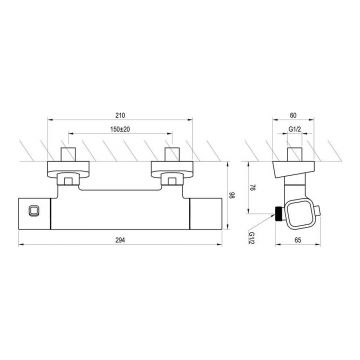 Смеситель для душа Ravak (Равак) 10° TD 033.00/150 X070102 с термостатом, хром