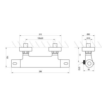 Смеситель для душа Ravak (Равак) Termo TE 033.00/150 X070096 с термостатом, хром