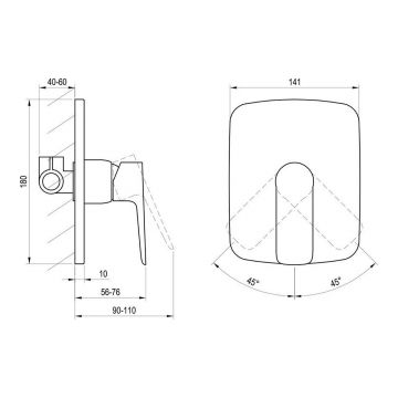 Смеситель для душа Ravak (Равак) Classic CL 062.00 X070087 скрытого монтажа без переключателя хром