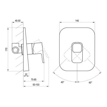 Смеситель для душа Ravak (Равак) 10° TD 062.00 X070069 скрытого монтажа без переключателя, хром