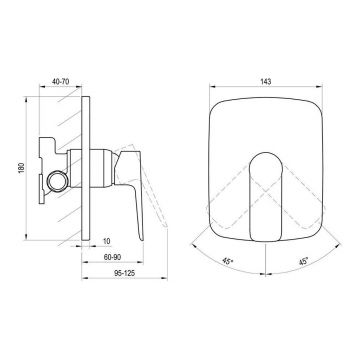 Смеситель для душа Ravak (Равак) Classic CL 066.00 X070089 скрытого монтажа без переключателя, хром