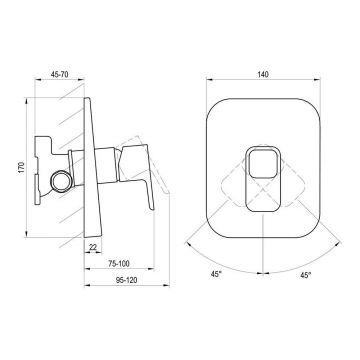 Смеситель для душа Ravak (Равак) 10° TD 066.00 X070071 скрытого монтажа без переключателя, хром