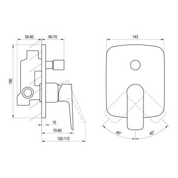 Смеситель для душа Ravak (Равак) Classic CL 061.00 X070086 скрытого монтажа с переключателем, схром