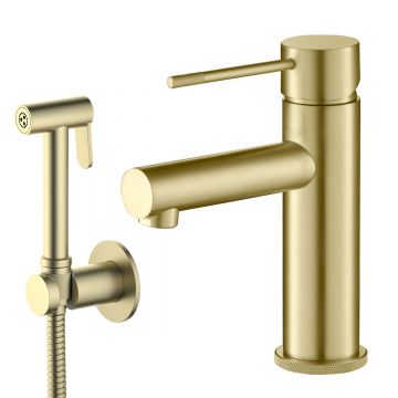 Смеситель для раковины с гигиеническим душем Timo (Тимо) Saona золото матовое (2360/17G)