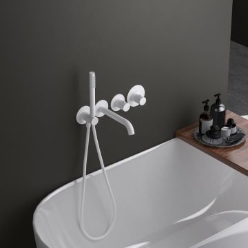 Смеситель встроенный для ванны с душем с термостатотом Timo (Тимо) Saona белый матовый (2324/16YSM)