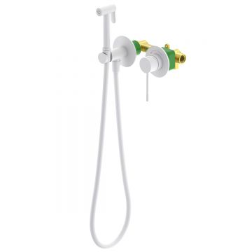 Смеситель встроенный с гигиеническим душем с защитой от ожогов Timo (Тимо) Saona белый матовый (2339/16SM)